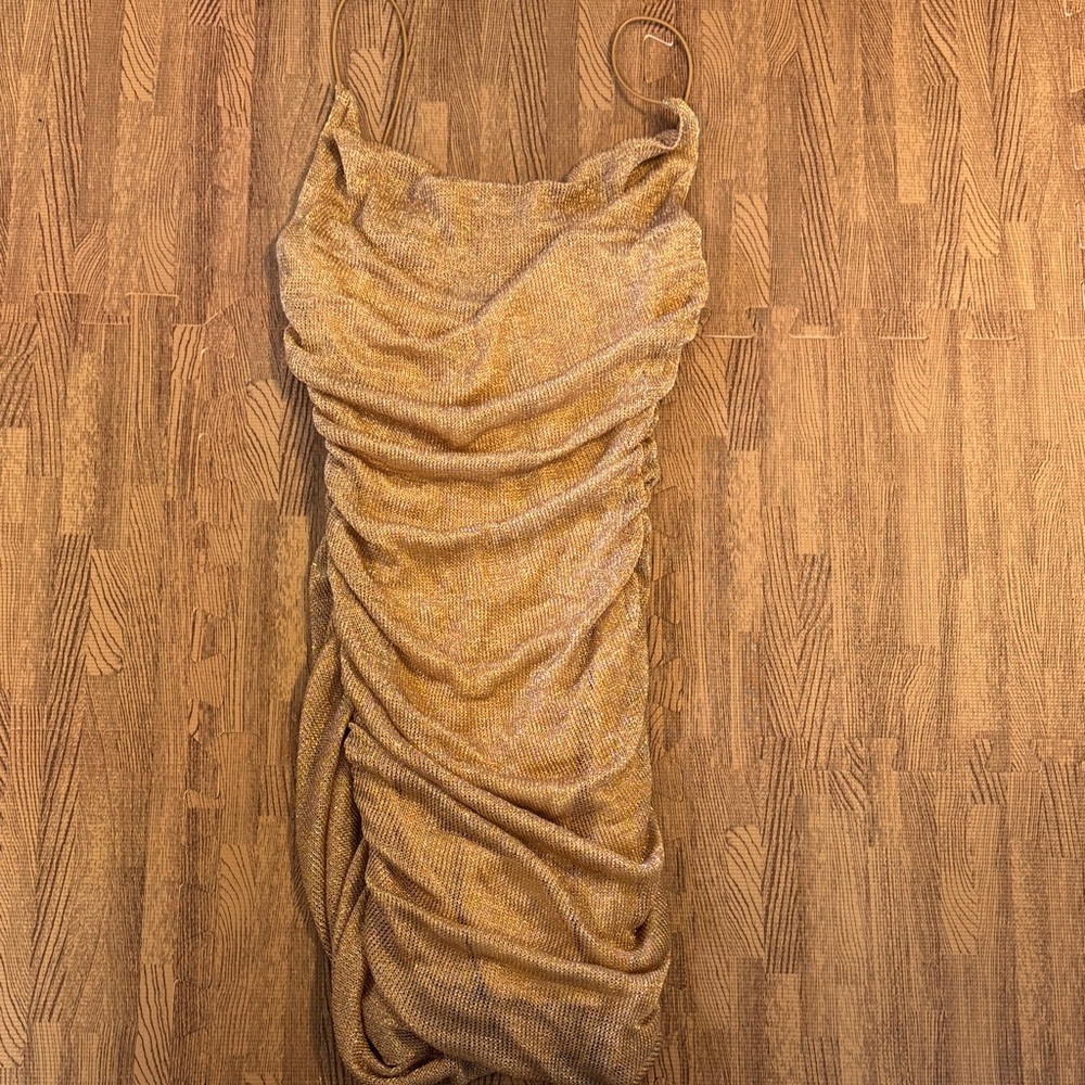 LUVALOT SHEER SPARKLY ROSE GOLD DRESS SIZE US 2